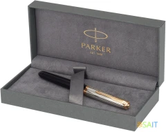 Ручка перьев. Parker 51 Premium (CW2169030) Black St.Steel GT F сталь нержавеющая подар.кор.