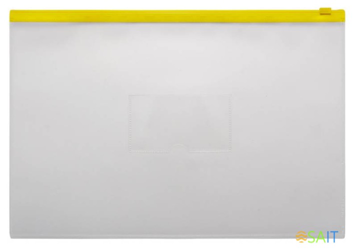 Папка на молнии ZIP Бюрократ -BPM4AYEL A4+ полипропилен 0.15мм карм.для визит. цвет молнии желтый