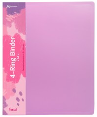 Папка панорама на 4-х кольцах Бюрократ Pastel PAST0740/4RPINK A4 пластик 0.7мм кор.40мм торц.карм с бум. встав розовый