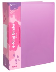 Папка панорама на 4-х кольцах Бюрократ Pastel PAST0740/4RPINK A4 пластик 0.7мм кор.40мм торц.карм с бум. встав розовый