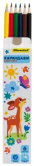 Карандаши цв. Silwerhof Веселые друзья 2.65мм шестигран. дерево ассорти 6цв. коробка/европод.