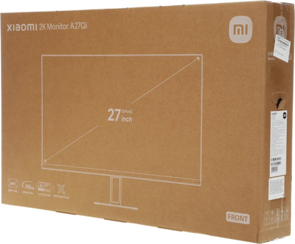 Монитор Xiaomi 27" 2K Monitor A27Qi черный IPS LED 16:9 HDMI матовая 1000:1 250cd 178гр/178гр 2560x1440 100Hz DP 2K 4.2кг