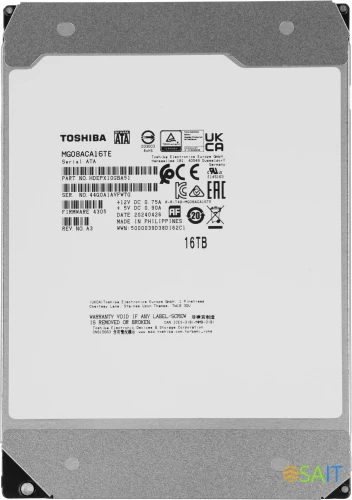 Жесткий диск Toshiba SATA-III 16Tb MG08ACA16TE Server Enterprise Capacity (7200rpm) 512Mb 3.5"
