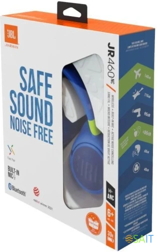 Гарнитура накладные JBL JR 460NC 1.2м синий беспроводные bluetooth оголовье (JBLJR460NCBLU)