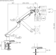 Кронштейн для мониторов Ultramounts UM713W белый 17"-32" макс.9кг крепление к столешнице поворот и наклон