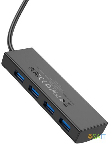 Разветвитель USB-C Hoco HB41 Type-C 4порт. черный