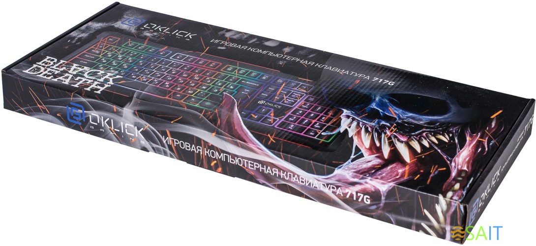 Клавиатура Оклик 717G BLACK DEATH черный/серый USB Multimedia for gamer LED (476395)