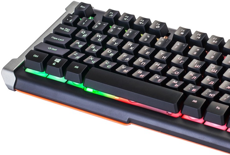 Клавиатура Оклик 717G BLACK DEATH черный/серый USB Multimedia for gamer LED (476395)