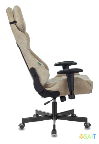 Кресло игровое Zombie VIKING KNIGHT Fabric песочный Light-21 с подголов. крестов. металл