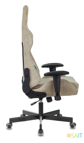 Кресло игровое Zombie VIKING KNIGHT Fabric песочный Light-21 с подголов. крестов. металл