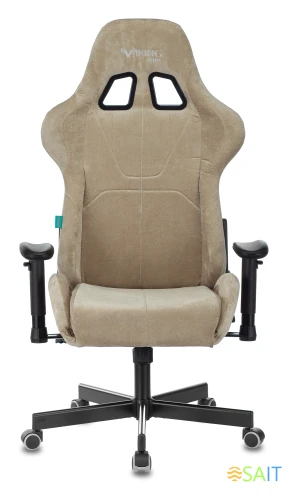 Кресло игровое Zombie VIKING KNIGHT Fabric песочный Light-21 с подголов. крестов. металл