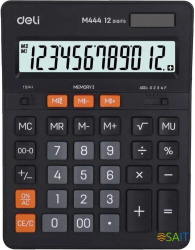 Калькулятор настольный Deli EM444 темно-серый 12-разр.