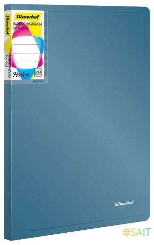 Папка с 20 прозр.вклад. Silwerhof Perlen 292921-74 A4 0.8мм карман синий металлик