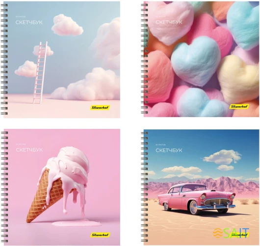 Скетчпад Silwerhof 20л. 190x190мм Нежность 4диз. гребень