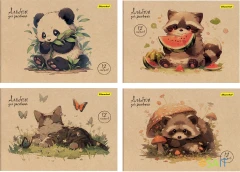 Альбом для рисования Silwerhof 12л. A4 Акварель на крафте 4диз. мел.картон скрепка (упак.:4шт)