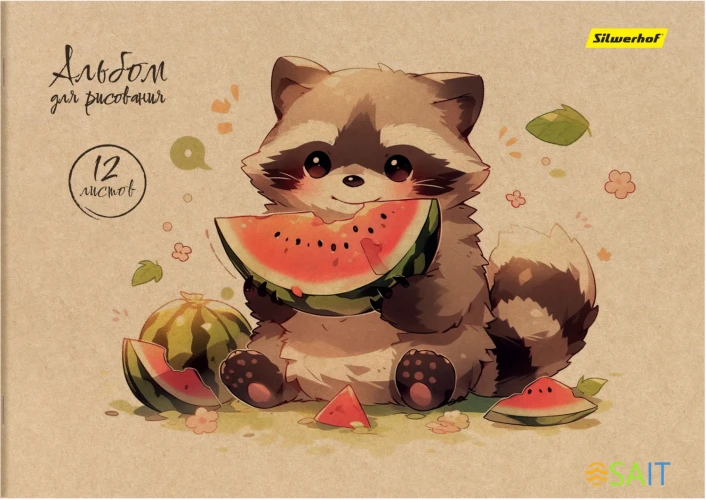 Альбом для рисования Silwerhof 12л. A4 Акварель на крафте 4диз. мел.картон скрепка (упак.:4шт)