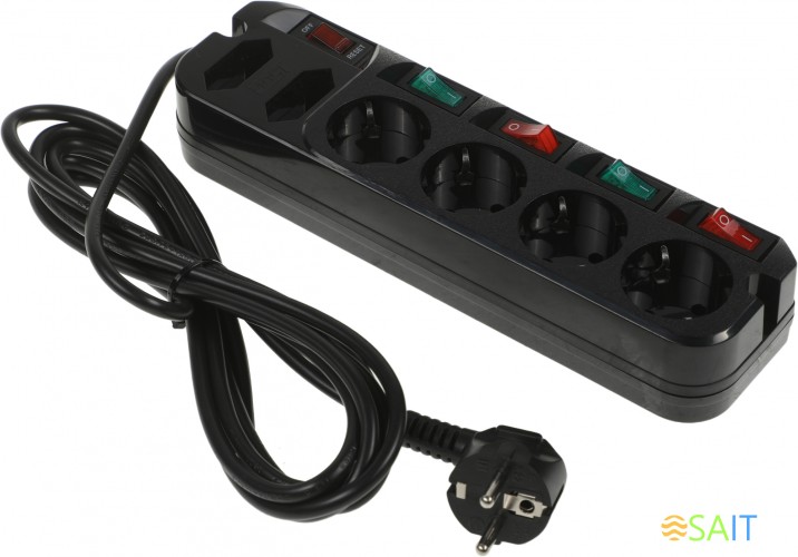 Сетевой фильтр Most ARG 3м (6 розеток) черный (пакет ПЭ)