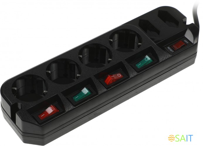 Сетевой фильтр Most ARG 3м (6 розеток) черный (пакет ПЭ)