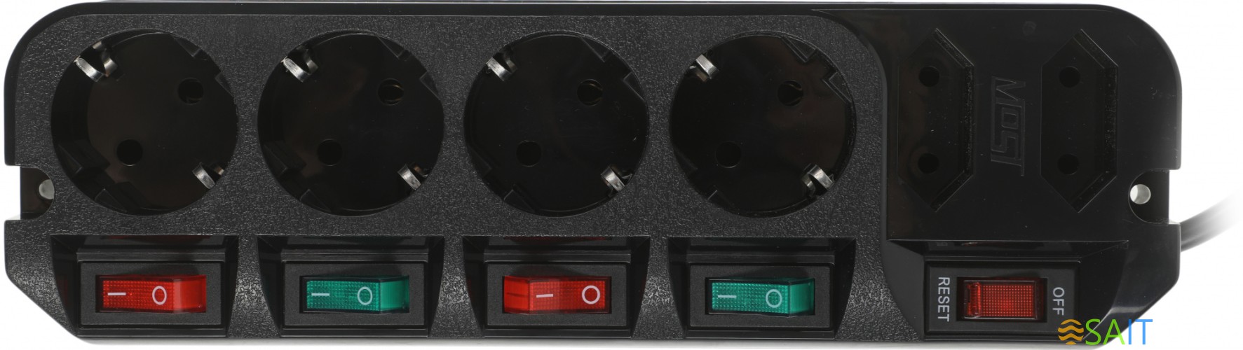 Сетевой фильтр Most ARG 3м (6 розеток) черный (пакет ПЭ)