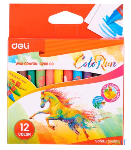 Восковые мелки Deli EC20800 Colorun 12цв. картон.кор./европод.
