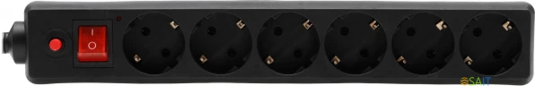 Сетевой фильтр Buro 600SH-16-5-B 5м (6 розеток) черный (коробка)
