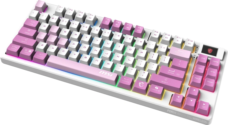 Клавиатура MSI Forge GK600 механическая белый/фиолетовый USB беспроводная BT/Radio Multimedia for gamer LED (S11-43RUQ01-HH9) кабель 1.8м