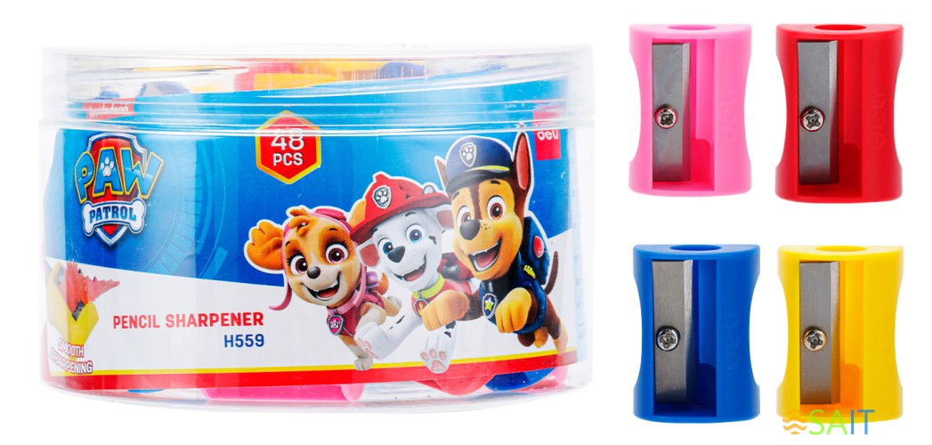 Точилка для карандашей ручная Deli EH559 Paw Patrol 1 отверстие пластик ассорти