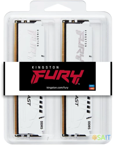 Память DDR5 2x16GB 5600MHz Kingston KF556C36BWEK2-32 Fury Beast White Expo RTL Gaming PC5-44800 CL36 DIMM 288-pin 1.25В kit single rank с радиатором Ret