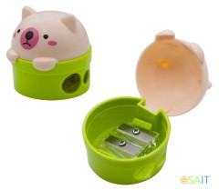 Точилка для карандашей ручная Silwerhof Cute Солнечная коллекция 2 отверстия пластик ассорти коробка