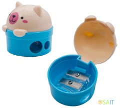 Точилка для карандашей ручная Silwerhof Cute Солнечная коллекция 2 отверстия пластик ассорти коробка