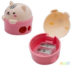 Точилка для карандашей ручная Silwerhof Cute Солнечная коллекция 2 отверстия пластик ассорти коробка