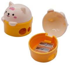 Точилка для карандашей ручная Silwerhof Cute Солнечная коллекция 2 отверстия пластик ассорти коробка