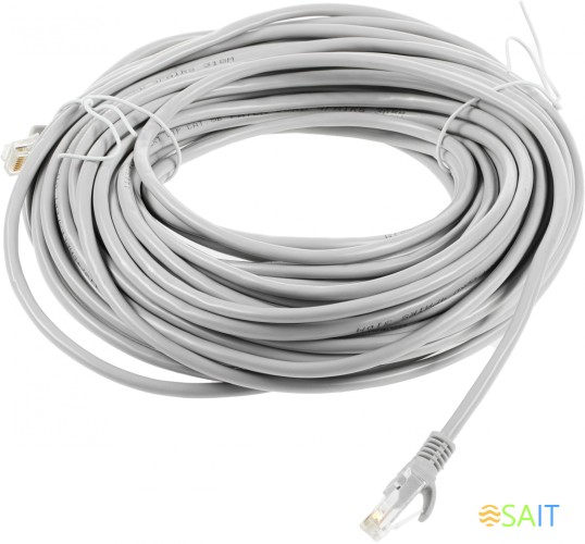 Патч-корд Premier PP12-20M 1000Гбит/с UTP 4 пары cat.5E CCA molded 20м серый RJ-45 (m)-RJ-45 (m)