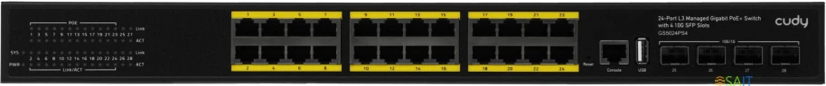 Коммутатор Cudy GS5024PS4-400W (L3) 24x1Гбит/с 4SFP+ 24PoE+ 400W управляемый