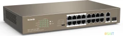 Коммутатор Tenda TEF1118P-16-150W (L2) 16x100Мбит/с 2x1Гбит/с 1SFP 16PoE 130W неуправляемый