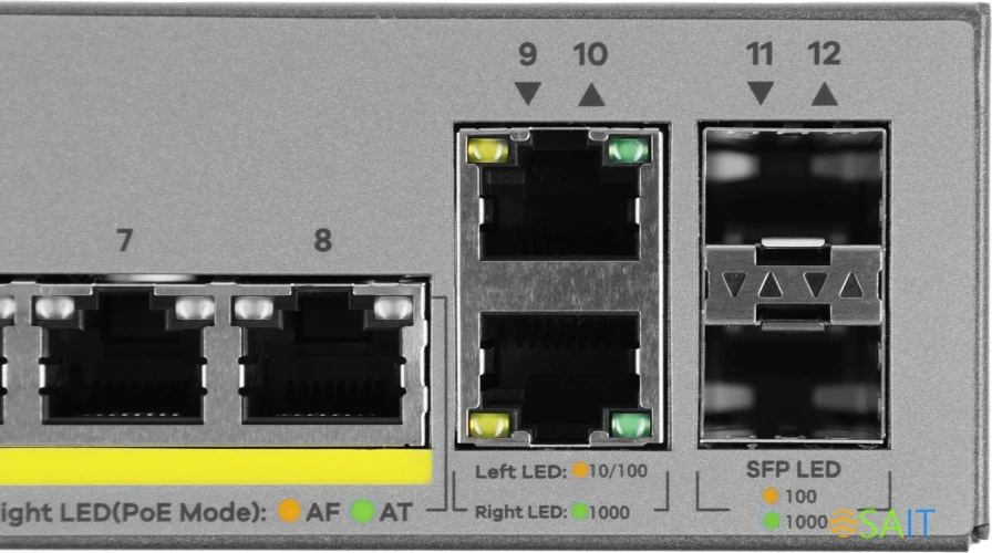 Коммутатор Zyxel GS1350-12HP-EU0101F (L2) 10x1Гбит/с 2SFP 8PoE+ 130W управляемый