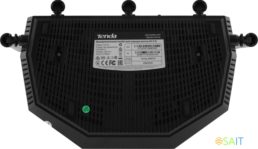 Роутер беспроводной Tenda TX2 Pro AX1500 10/100/1000BASE-TX черный