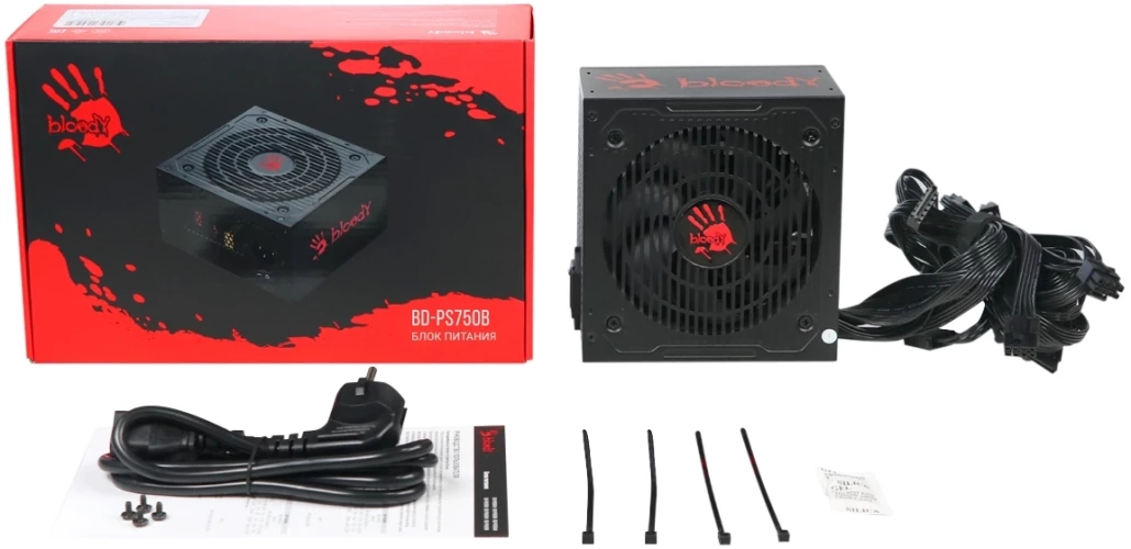 Блок питания Bloody ATX 750W BD-PS750B 80+ bronze (20+4pin) APFC 120mm fan 6xSATA RTL