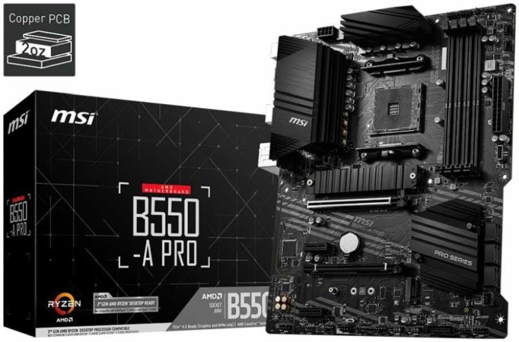 Материнская плата MSI B550-A PRO Soc-AM4 AMD B550 4xDDR4 ATX AC`97 8ch(7.1) GbLAN RAID+HDMI+DP