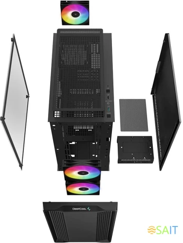 Корпус Deepcool CC360 ARGB черный без БП mATX 5x120mm 4x140mm 1xUSB2.0 1xUSB3.0 audio bott PSU