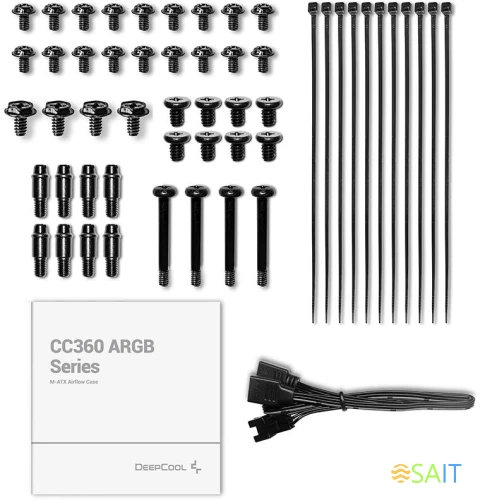 Корпус Deepcool CC360 ARGB черный без БП mATX 5x120mm 4x140mm 1xUSB2.0 1xUSB3.0 audio bott PSU