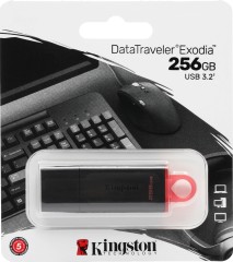 Флеш Диск Kingston 256Gb DataTraveler Exodia DTX/256GB USB3.0 черный/красный