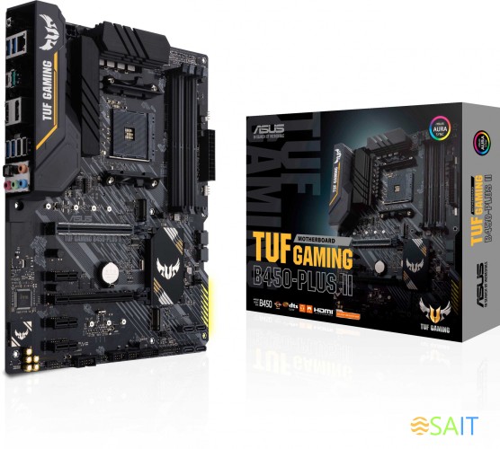 Материнская плата Asus TUF GAMING B450-PLUS II Soc-AM4 AMD B450 4xDDR4 ATX AC`97 8ch(7.1) GbLAN RAID+HDMI+DP