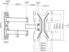 Кронштейн для телевизора Ultramounts UM900 черный 23"-43" макс.30кг настенный поворотно-выдвижной и наклонный
