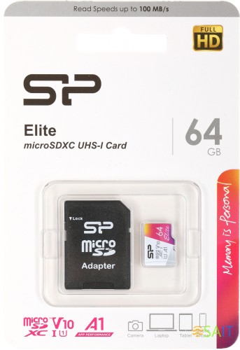 Флеш карта microSDXC 64GB Silicon Power SP064GBSTXBV1V20SP Elite + adapter