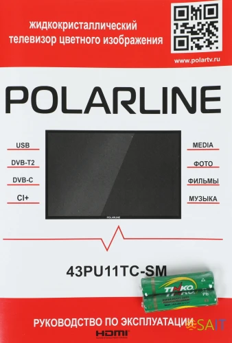 Телевизор LED PolarLine 43" 43PU11TC-SM черный 4K Ultra HD 50Hz DVB-T DVB-T2 DVB-C DVB-S DVB-S2 WiFi Smart TV (RUS)