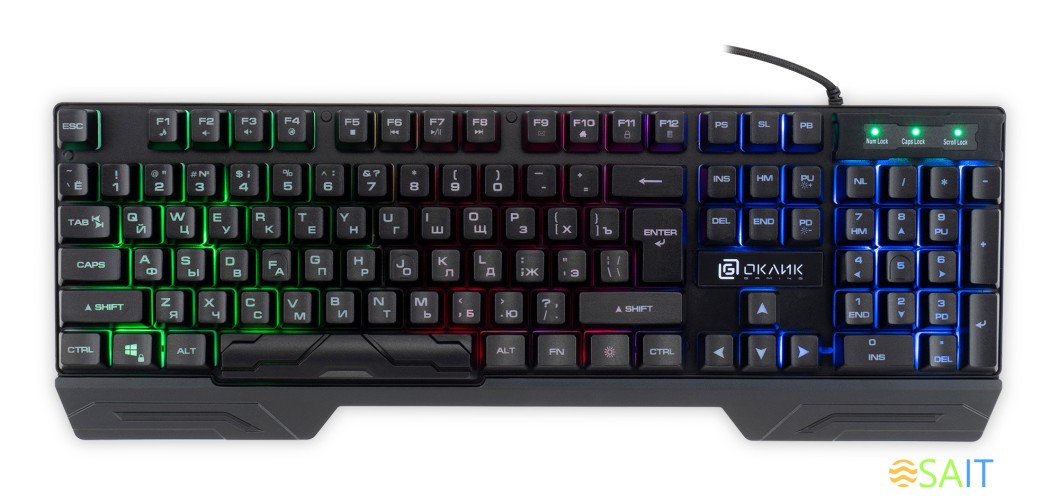 Клавиатура Оклик 709G черный USB for gamer LED (1788144)