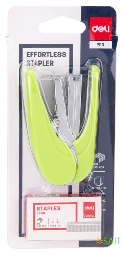 Комплект степлер+скобы Deli E0365 Essential N10 (10листов) снижение усилия ассорти 50скоб коробка