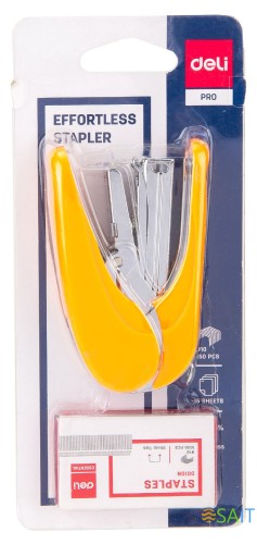 Комплект степлер+скобы Deli E0365 Essential N10 (10листов) снижение усилия ассорти 50скоб коробка