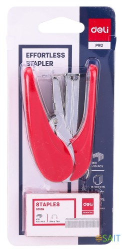 Комплект степлер+скобы Deli E0365 Essential N10 (10листов) снижение усилия ассорти 50скоб коробка